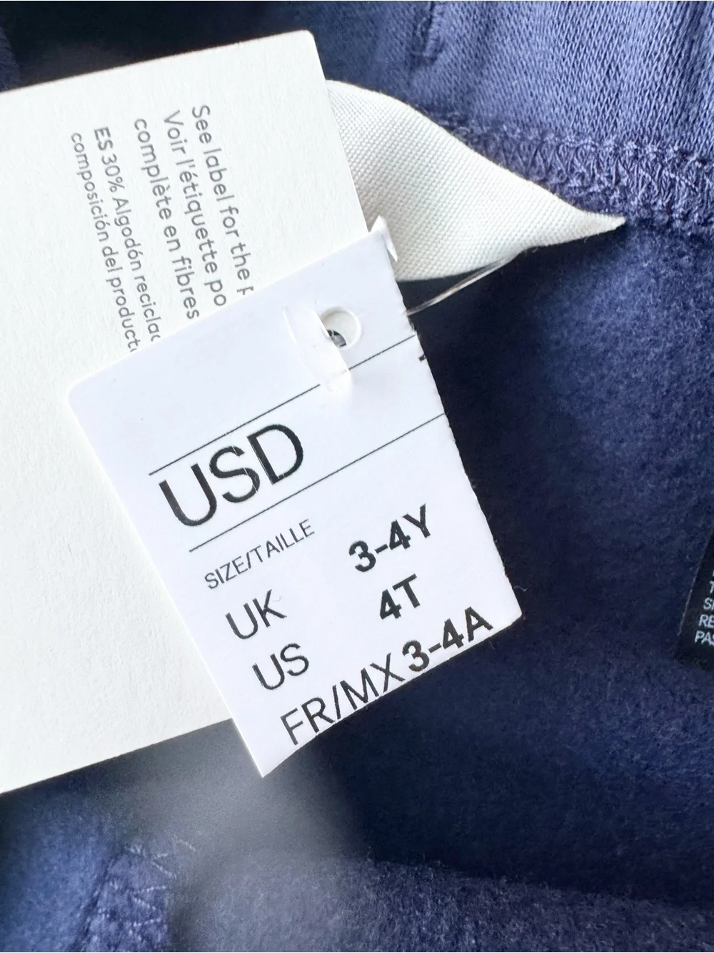 Organic Cotton Sweatpants / Joggers In Navy blue with White Side Stripe  NWT
